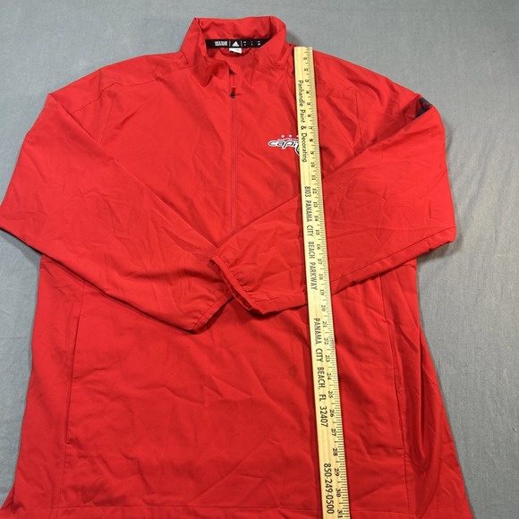 Adidas NHL Washington Capitals Jacket Men Medium Red 1/4 Zip Lightweight Pockets - Picture 9 of 13